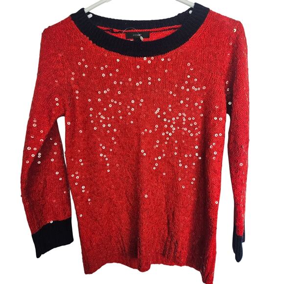 J. Crew Womens Sequin Mohair Wool Sweater Size XS Holiday Christmas Preppy Bling - Picture 2 of 11